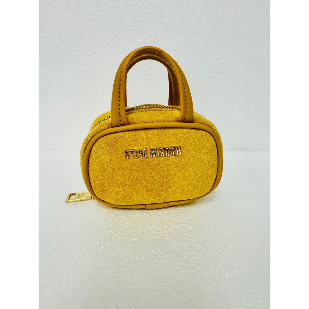Steve Madden Micro Bag Mustard Yellow Suede Mini Purse Gold Hardware